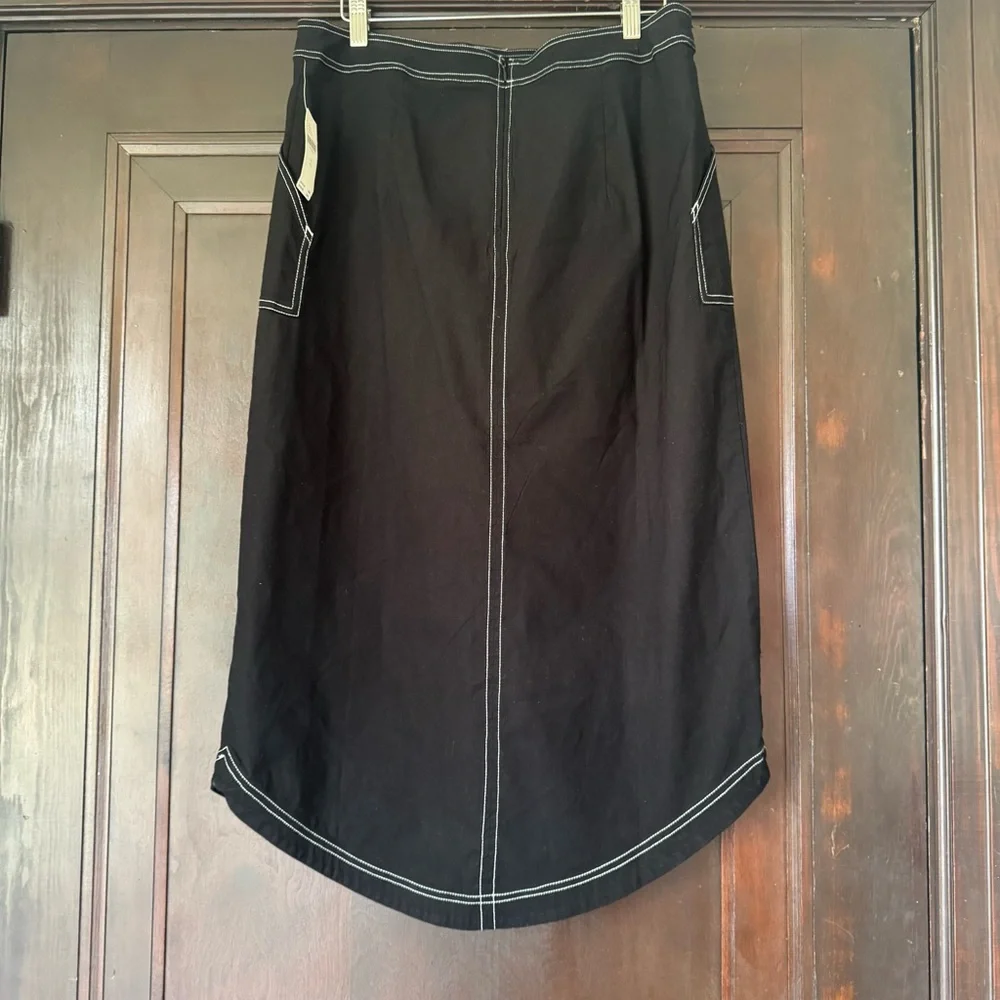 NWT Anthropologie Maeve Black Front-Slit Utility Skirt, Size 12 - Picture 5 of 9